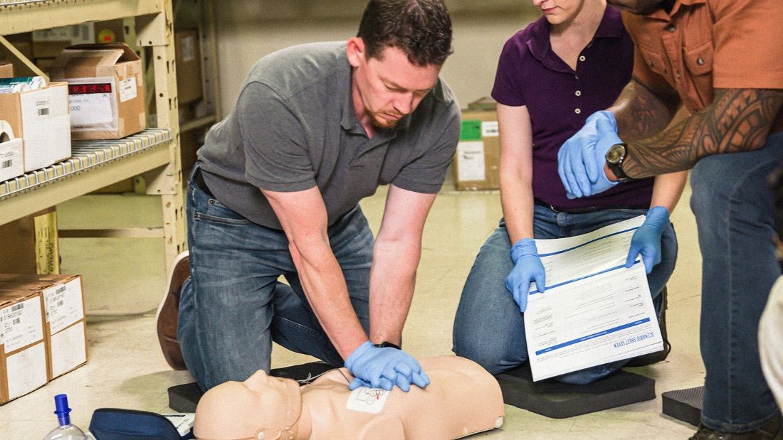 On-site CPR training at a workplace